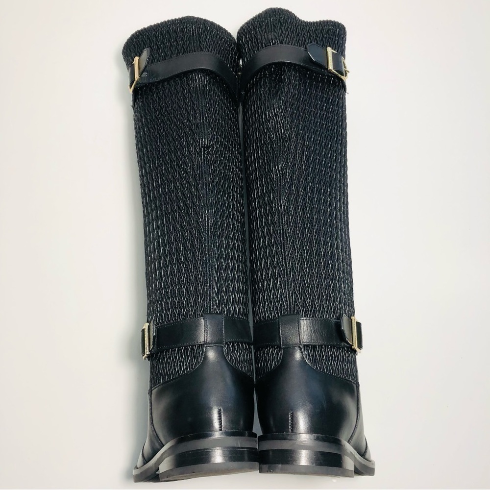 NEW Cole Haan Belted Leather Knee High Riding Boots in Black size 5.5 - Picture 13 of 16